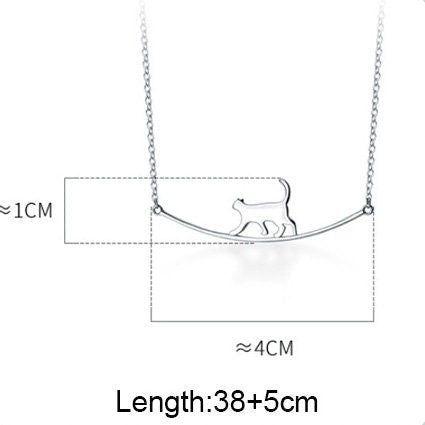 Walking Cat Dainty Necklace