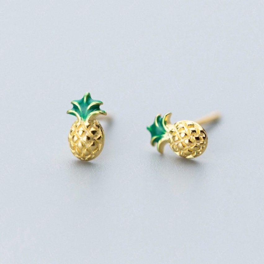 Pineapple Sterling Silver Stud Earrings