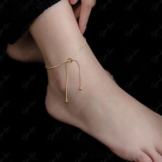 Snake Chain Minimalist Adjustable Anklet Gold