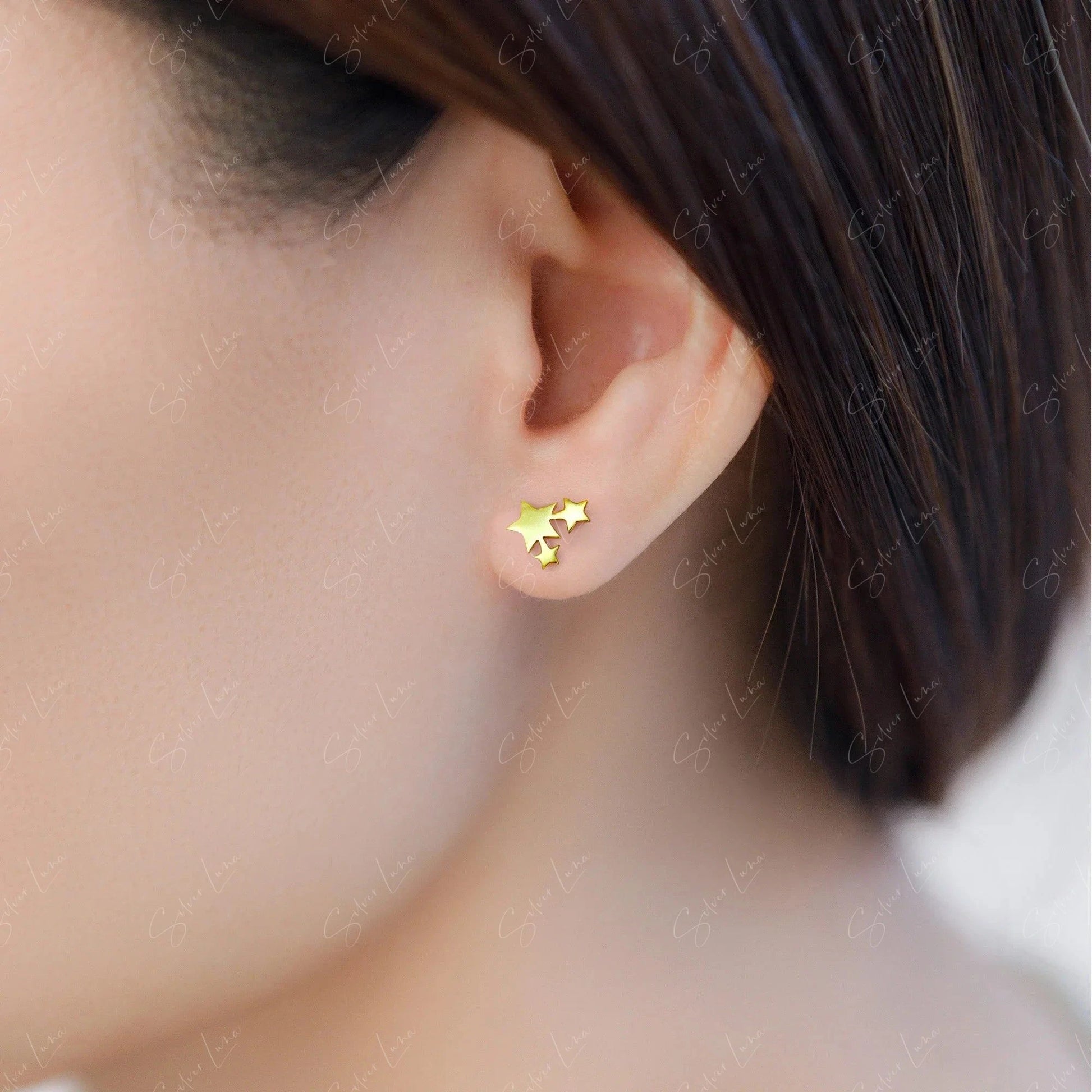 silver star stud earrings