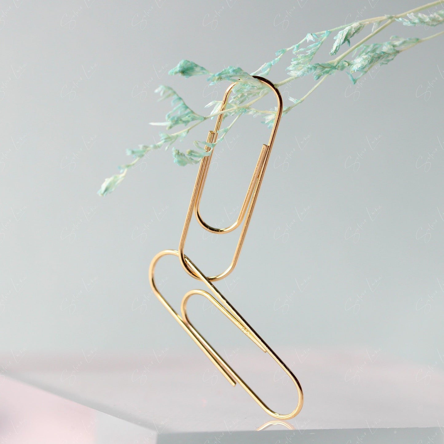 Unique Paper Clip Sterling Silver Earrings Gold
