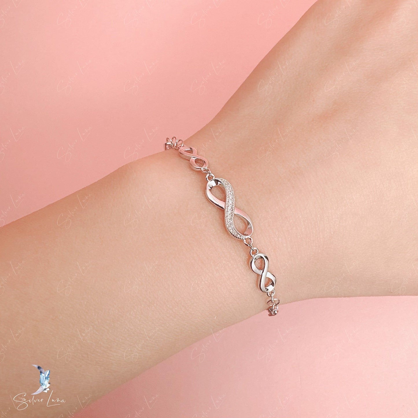 Chain of infinity sterling silver bracelet