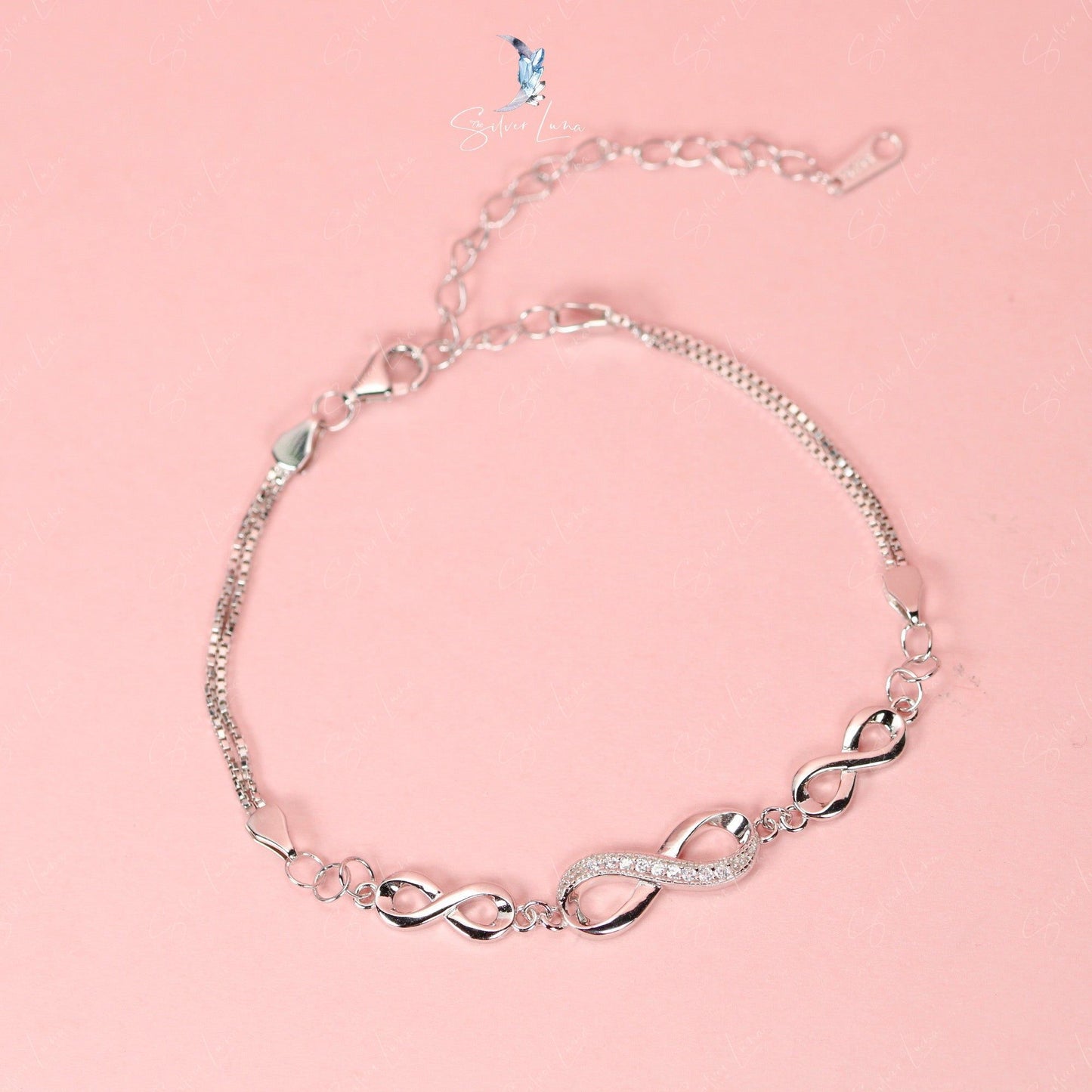 Chain of infinity sterling silver bracelet