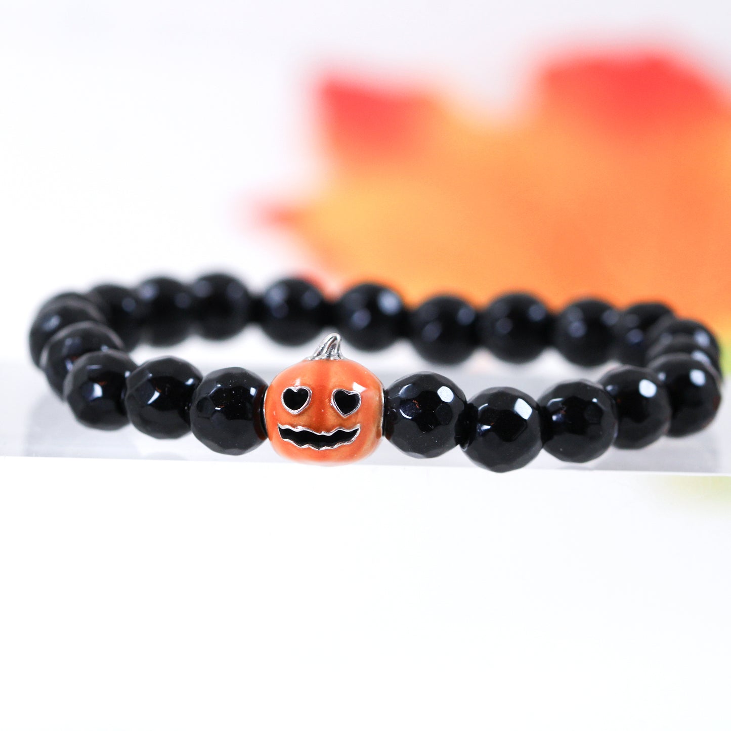 jack-o-lantern Halloween beaded bracelet