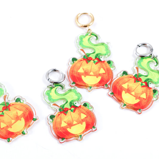 Jack o lantern resin hoop earrings