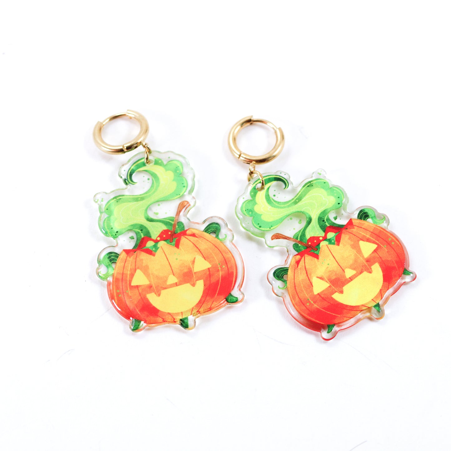 Jack o lantern resin hoop earrings