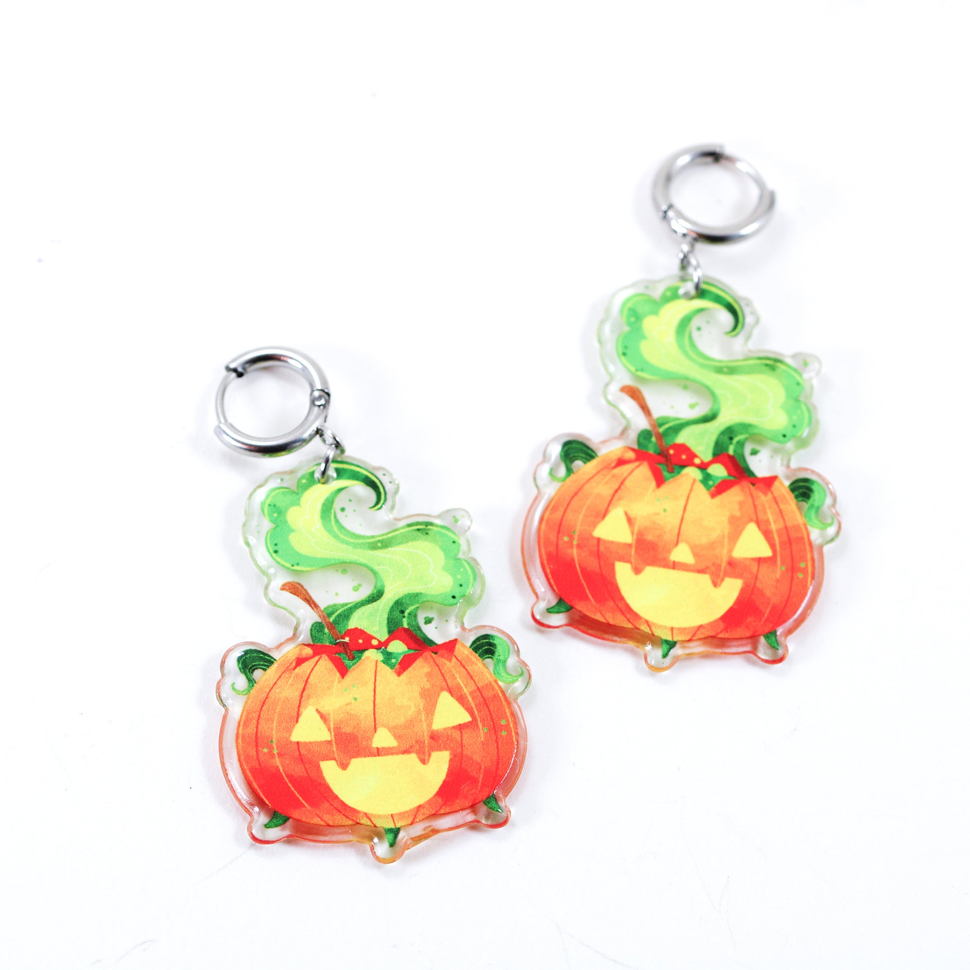 Jack o lantern resin hoop earrings