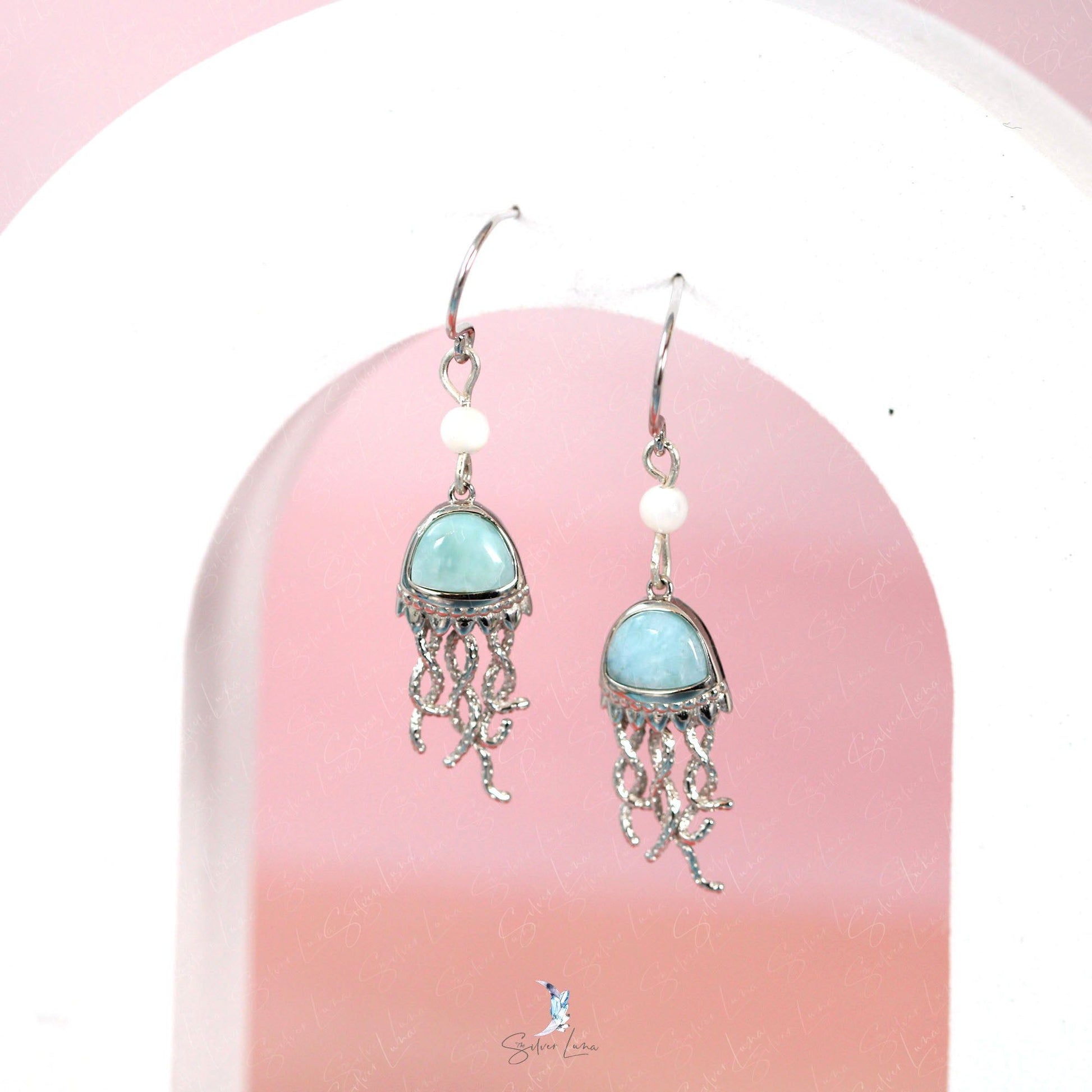 Larimar jellyfish earrings