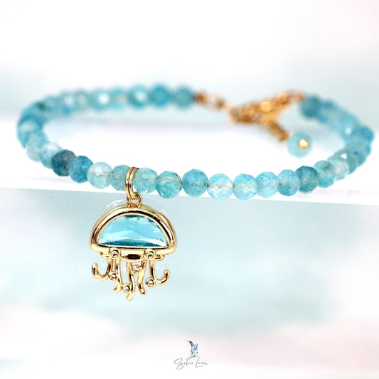 Jellyfish blue chalcedony beaded bracelet