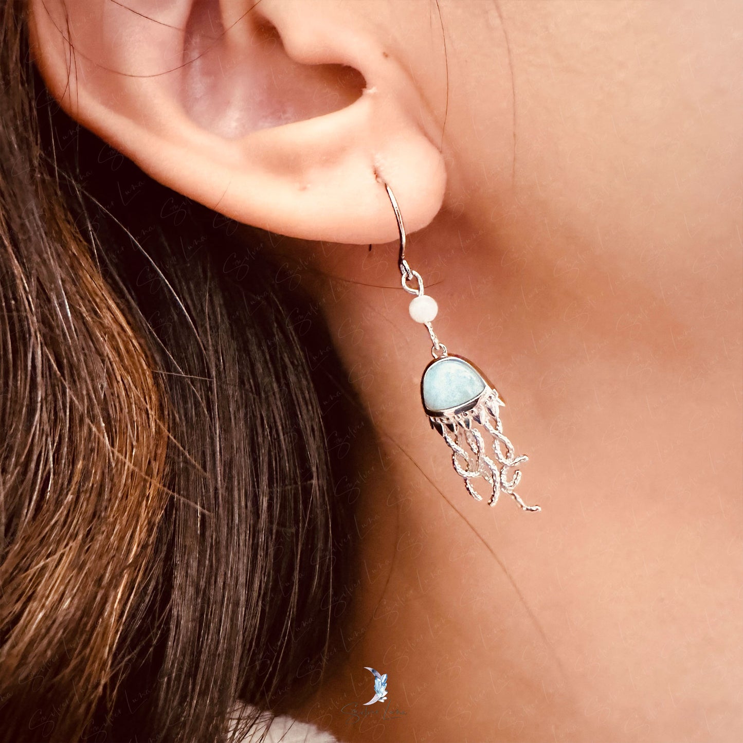 Jellyfish Larimar earrings