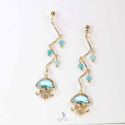 Jellyfish blue chalcedony earrings