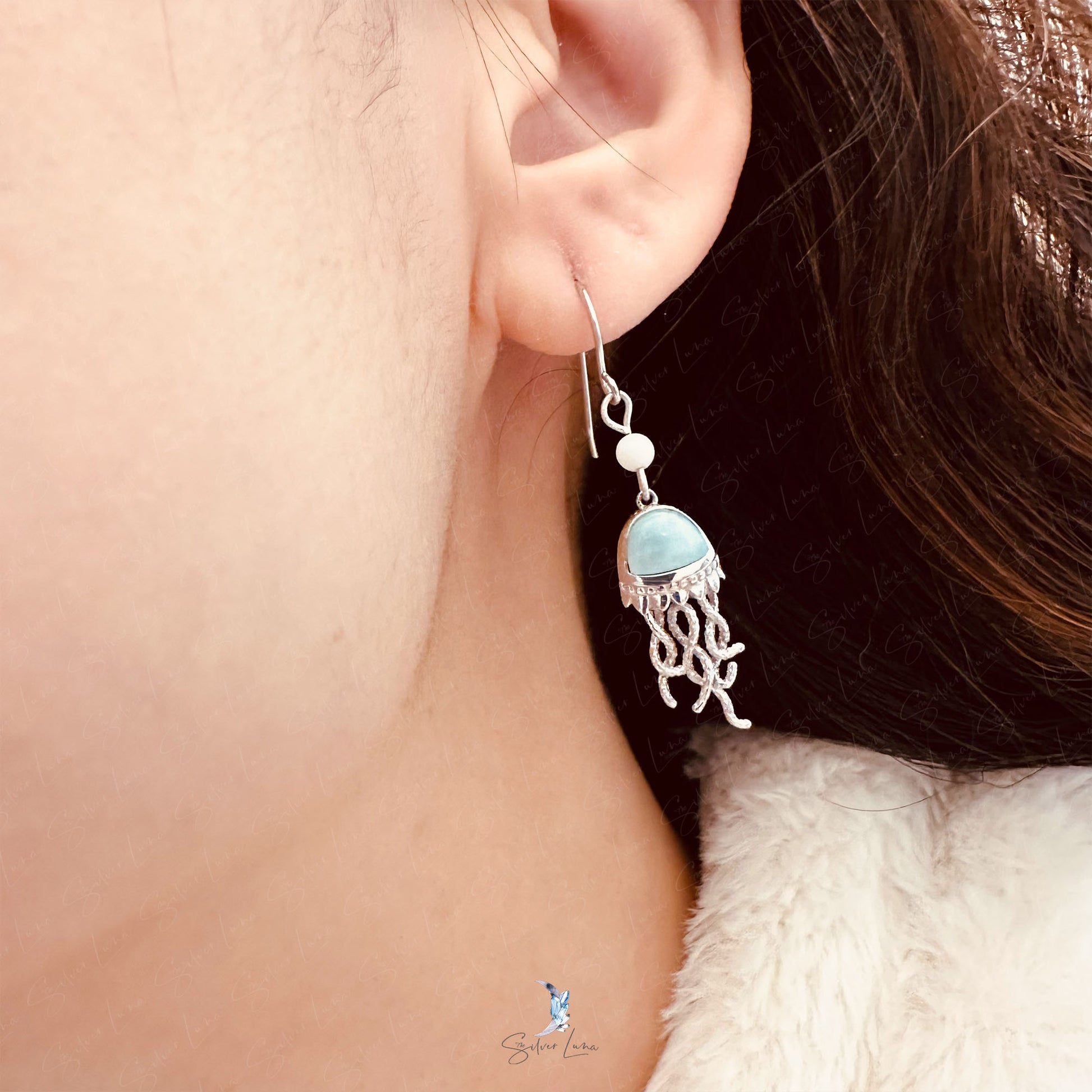 jellyfish Larimar earrings