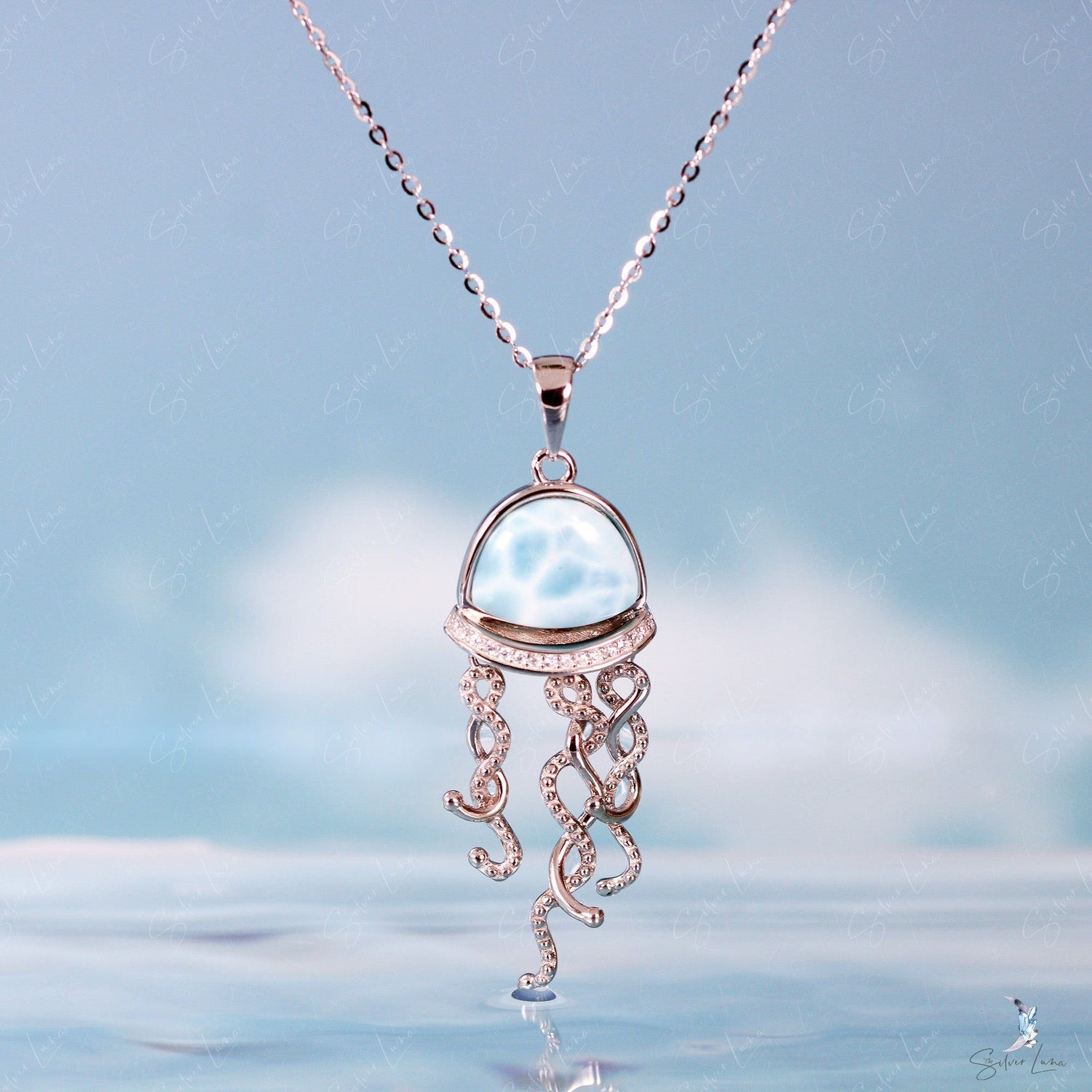 jellyfish Larimar pendant necklace