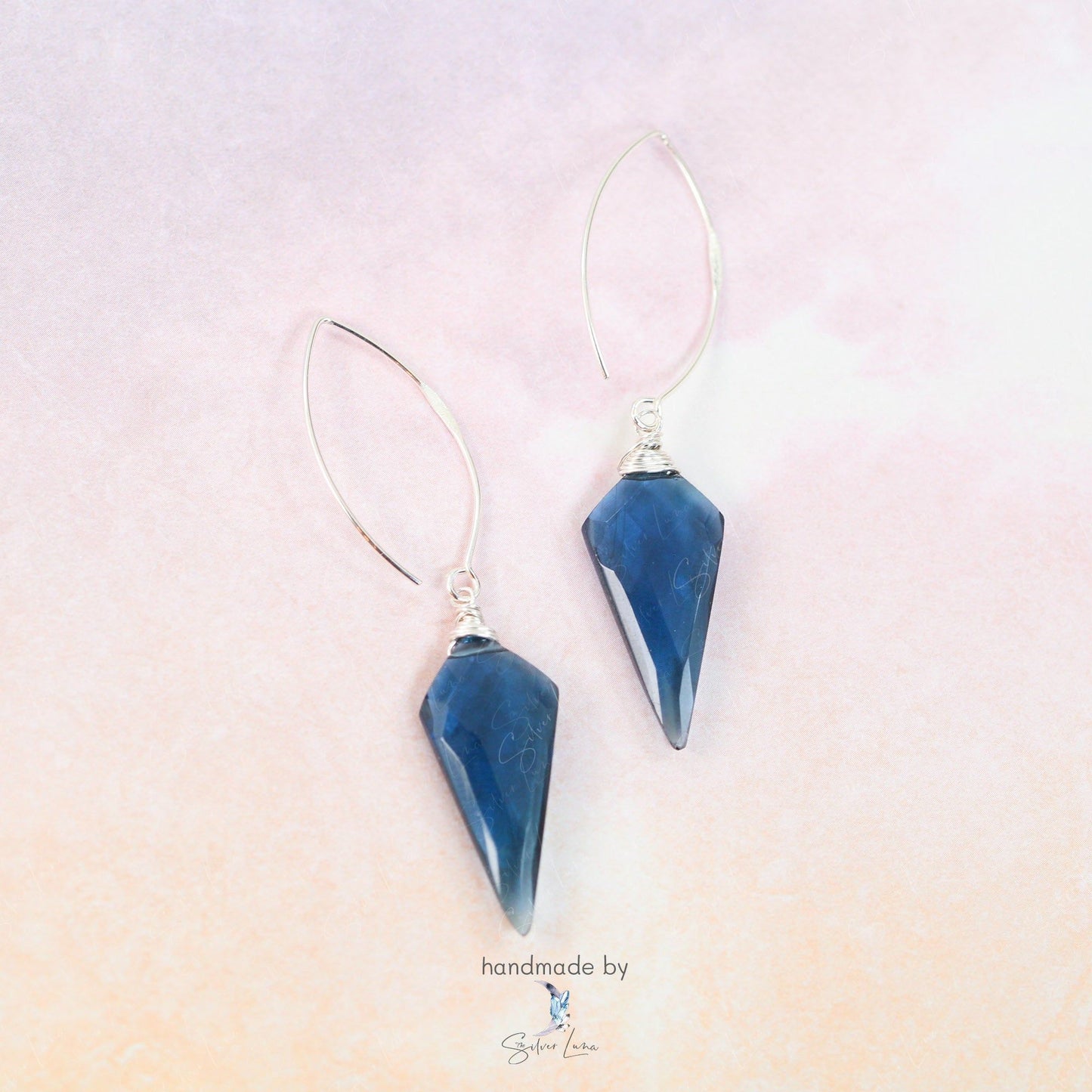 handmade blue quartz earrings