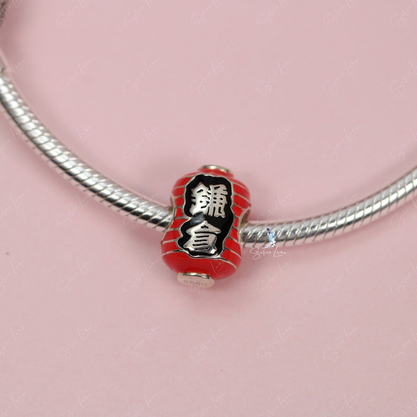Japanese motif sterling silver enamel charm