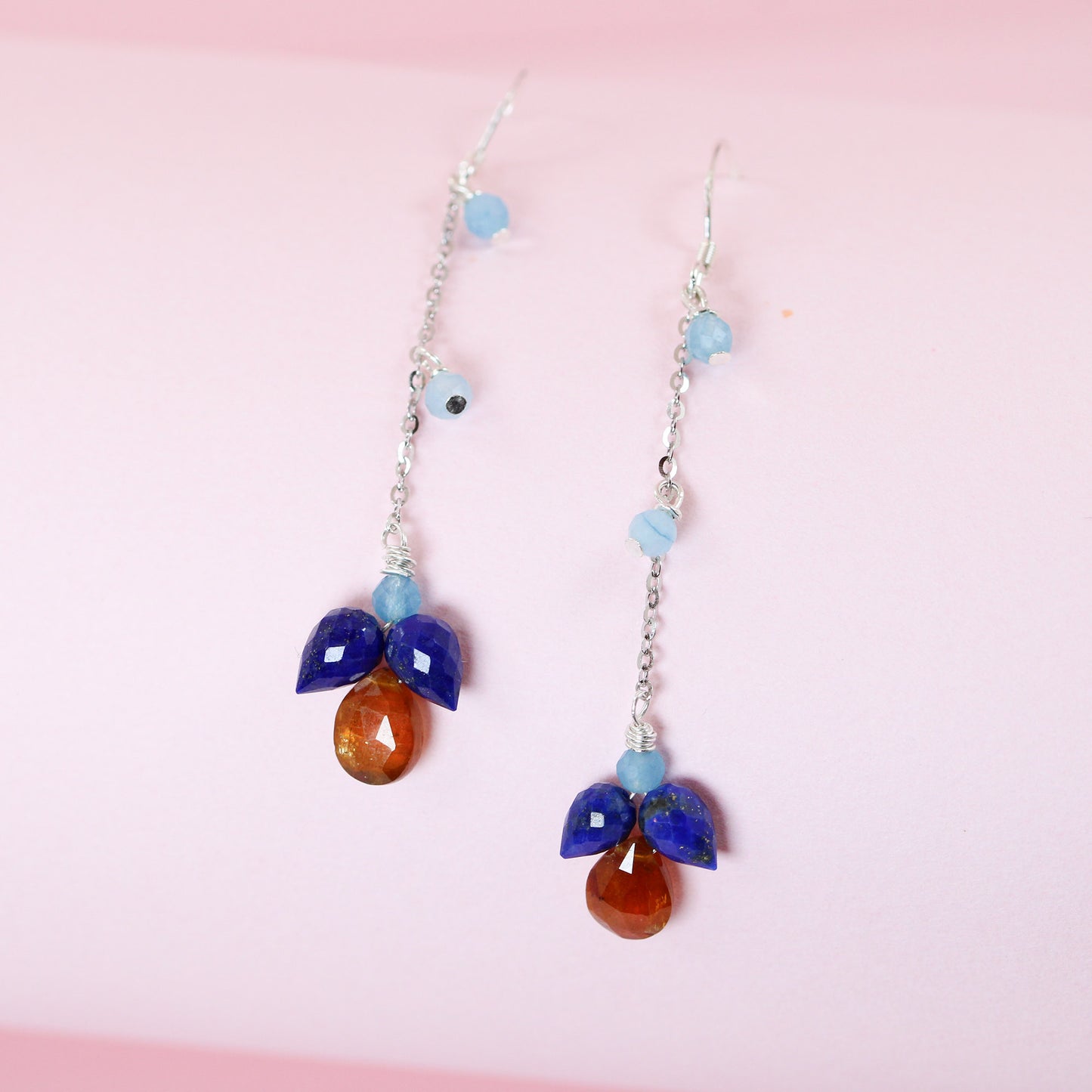 rare gemstone dangle drop earrings