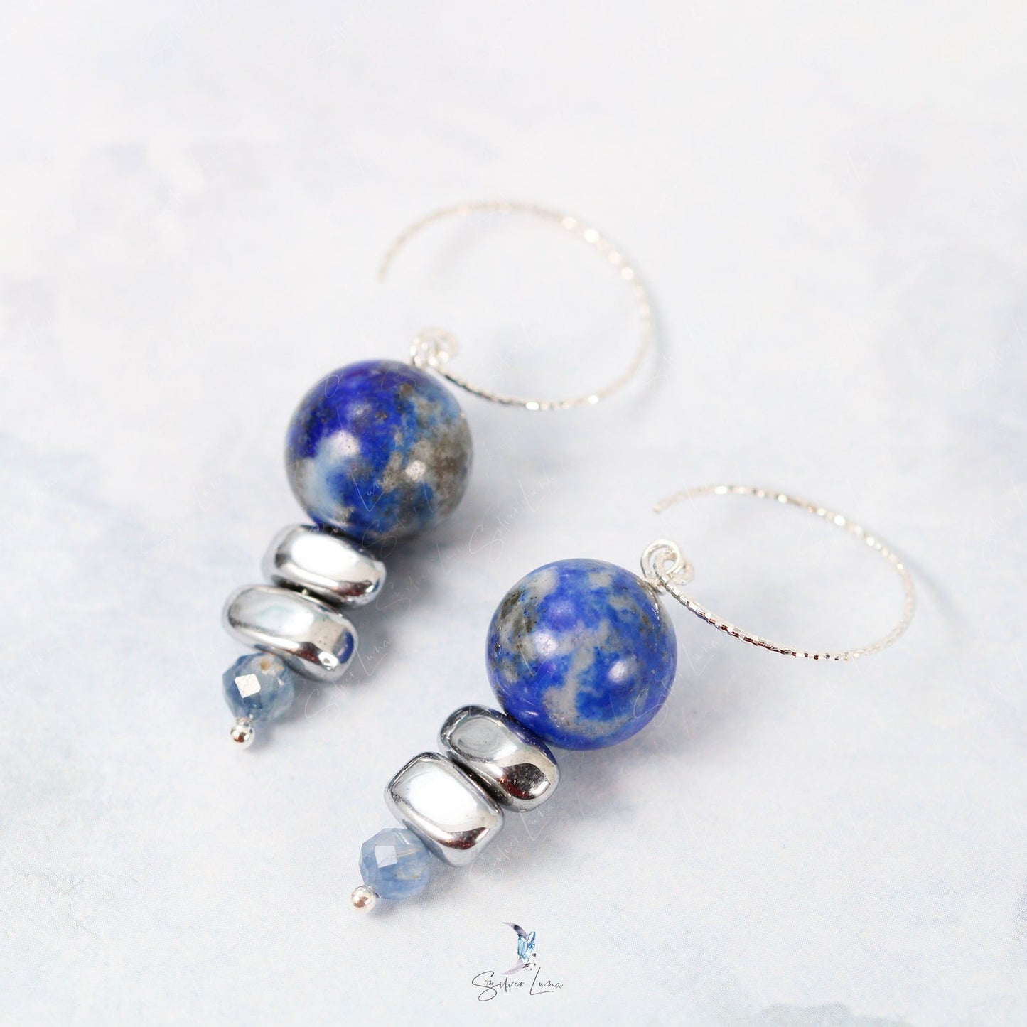 Lapis Lazuli natural stone dangle drop earrings
