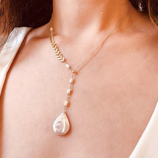 baroque pearl lariat necklace