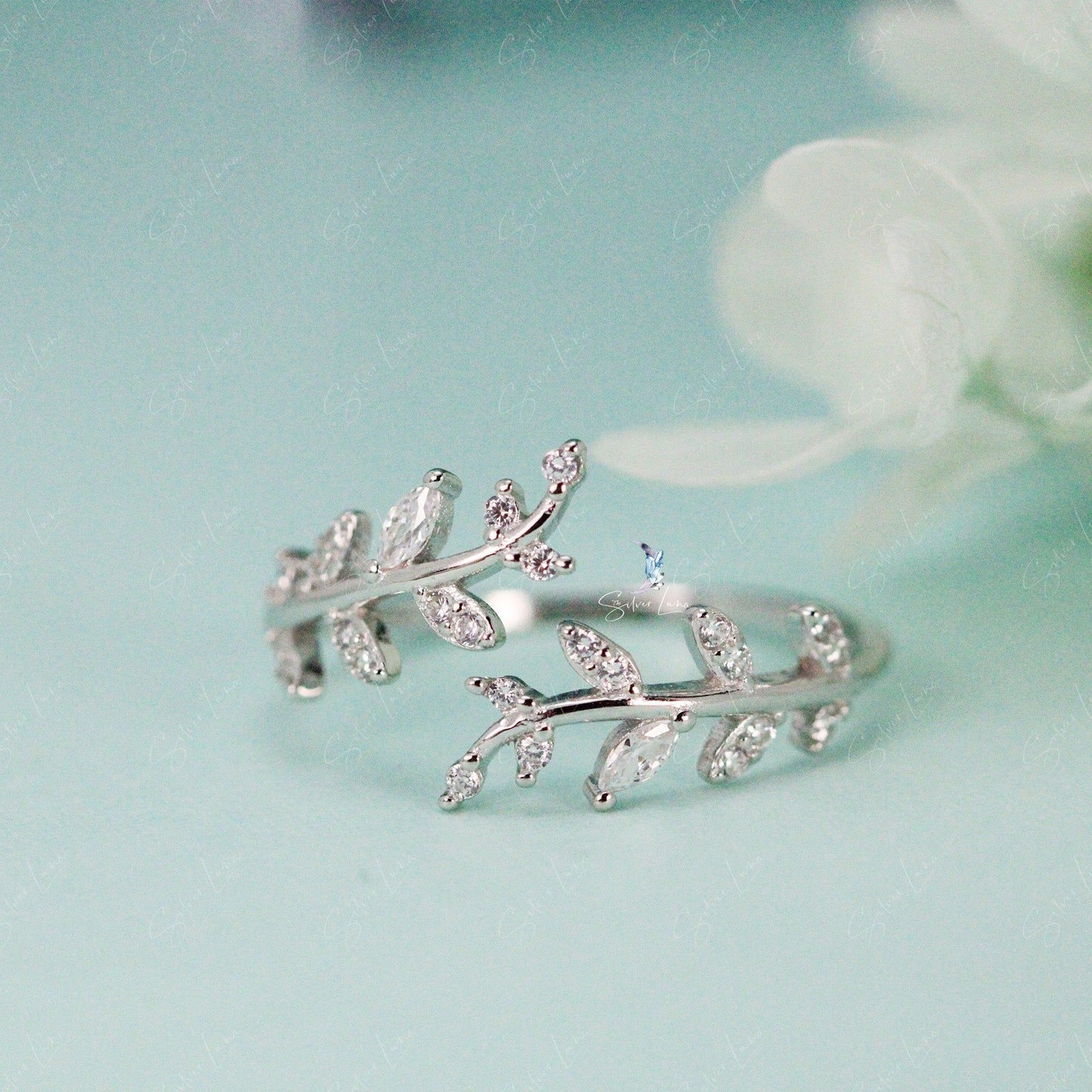 Leaves wrap open band ring