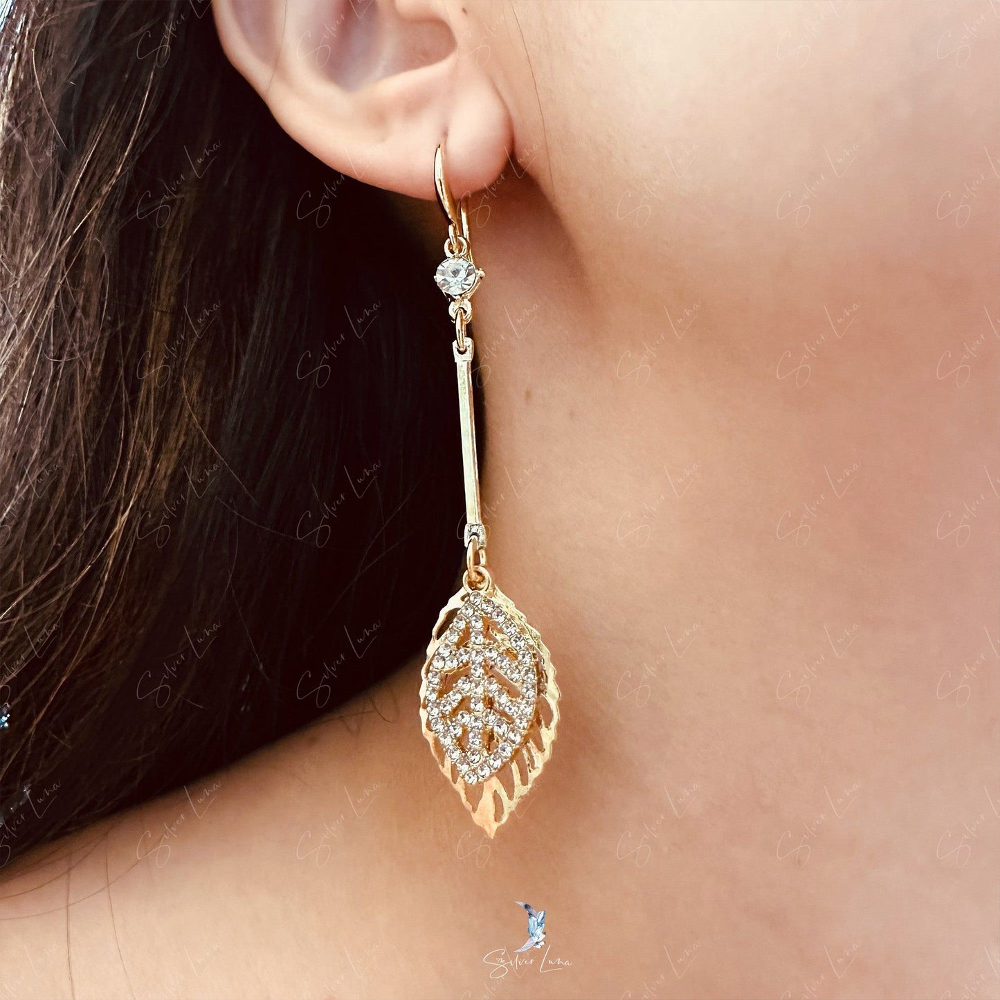 Fashion dangle drop leaf earrings