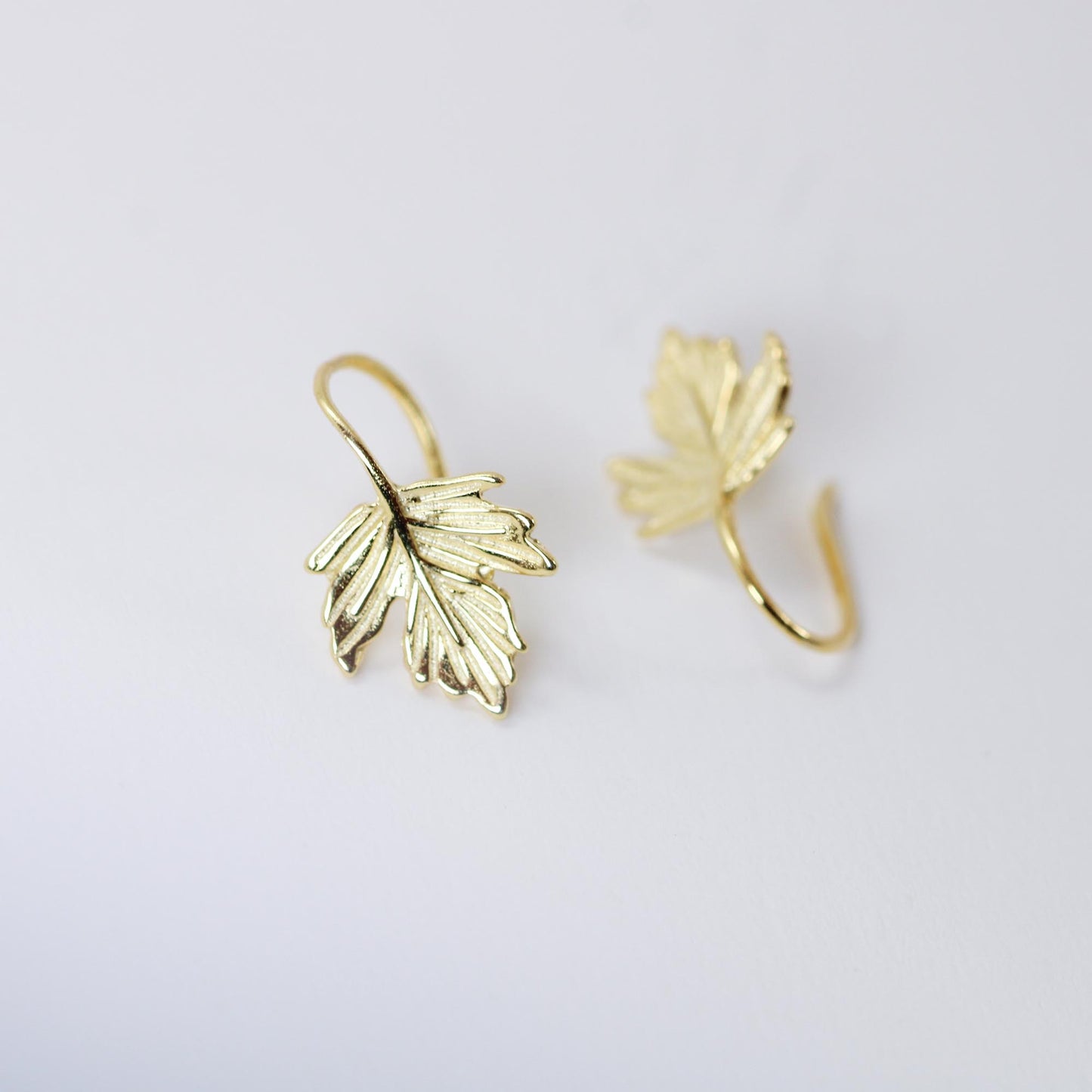 fall leaf silver earrings