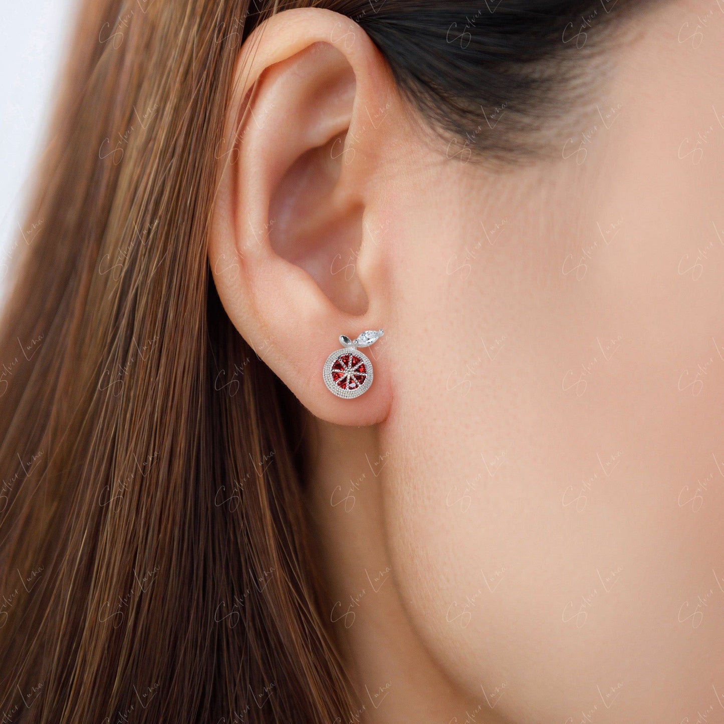 pomegranate stud earrings