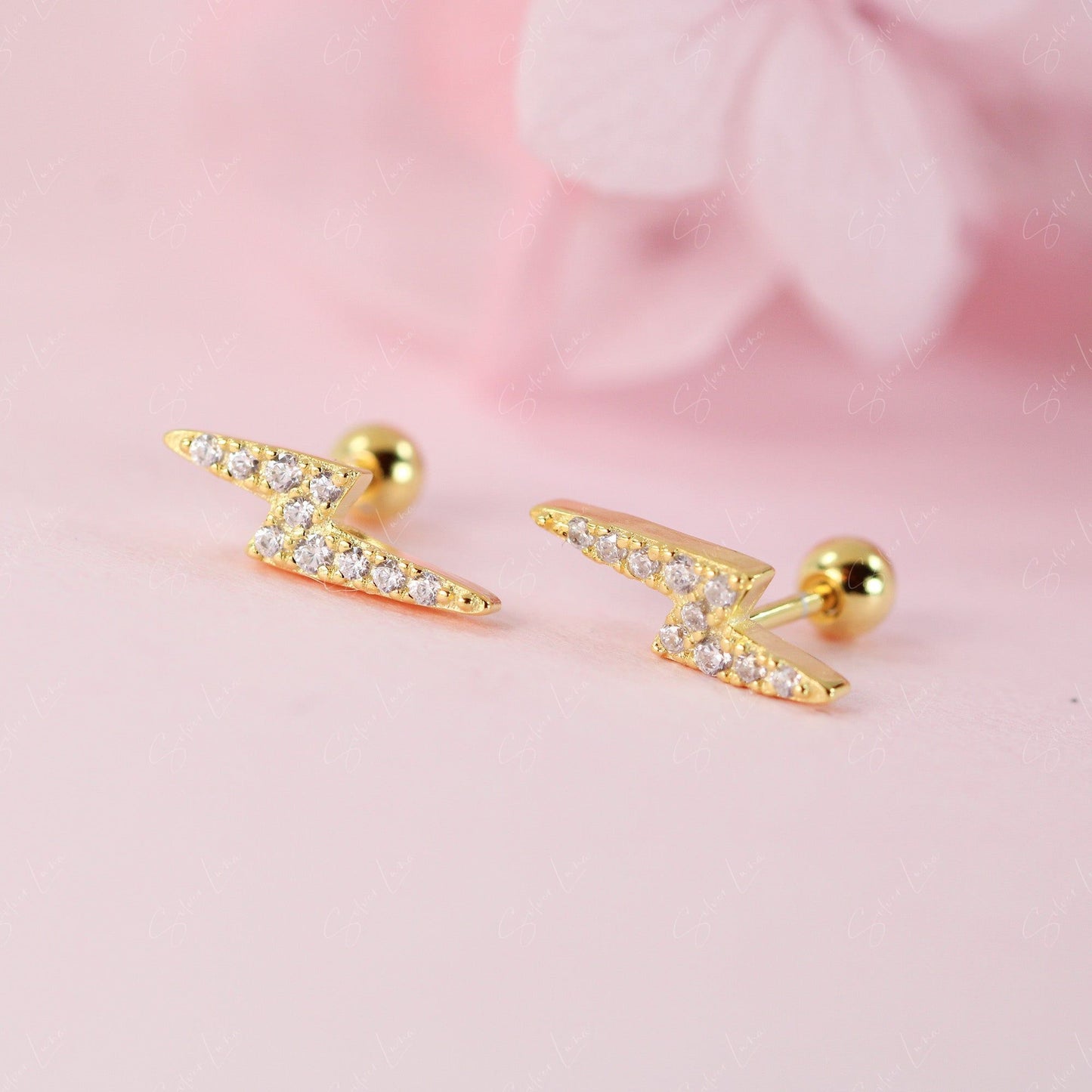 Dazzling lightning screw back stud earrings