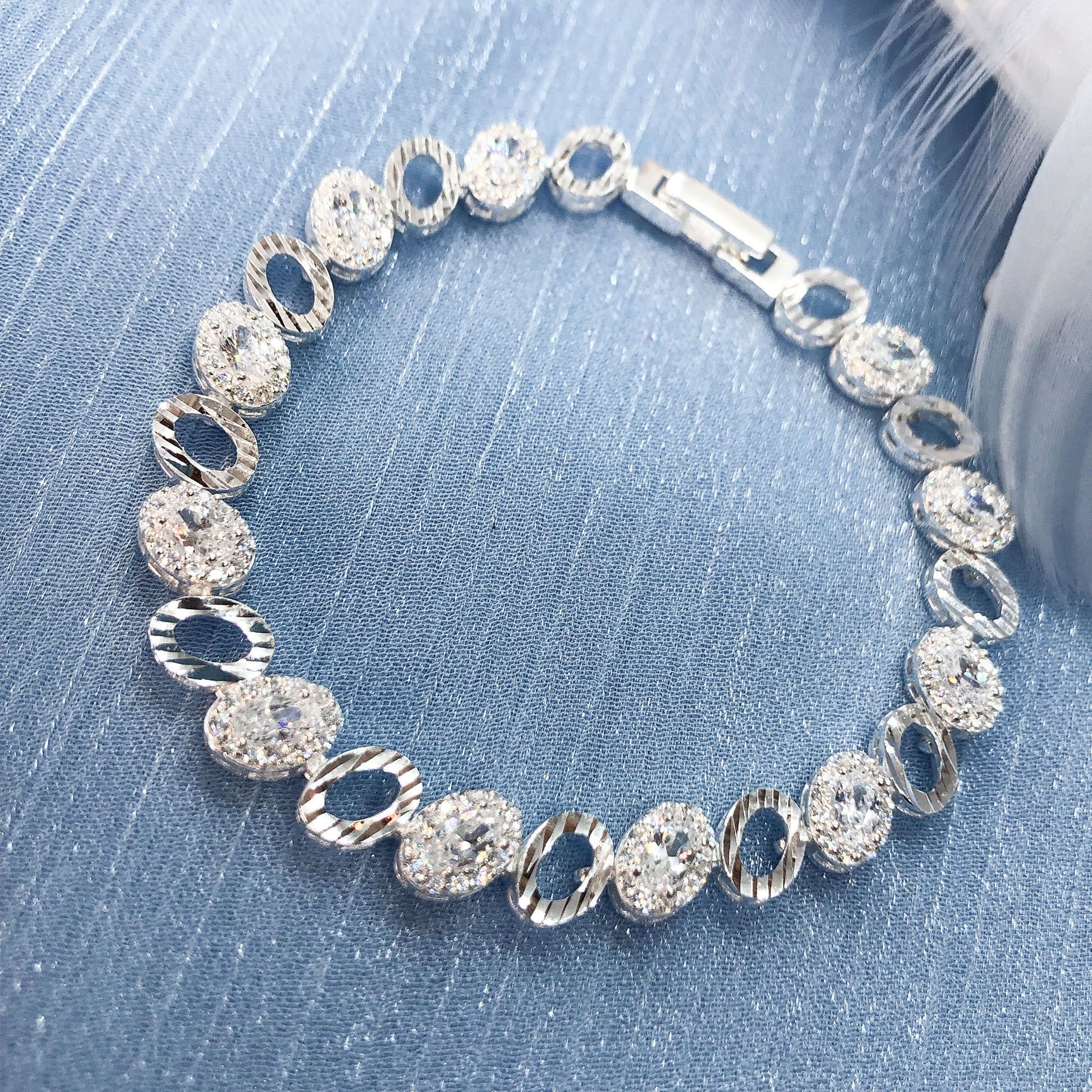 tennis bridal bracelet in sterling silver