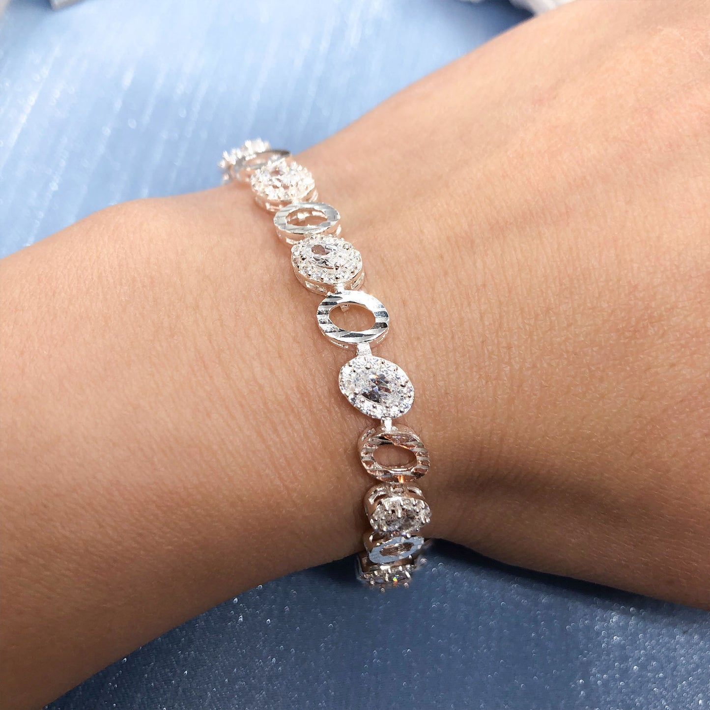 tennis bridal bracelet in sterling silver