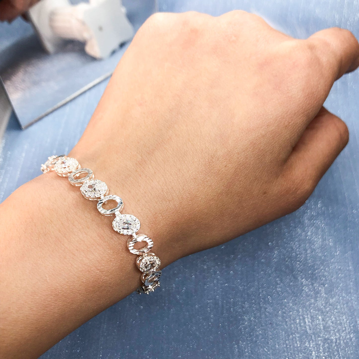 tennis bridal bracelet in sterling silver