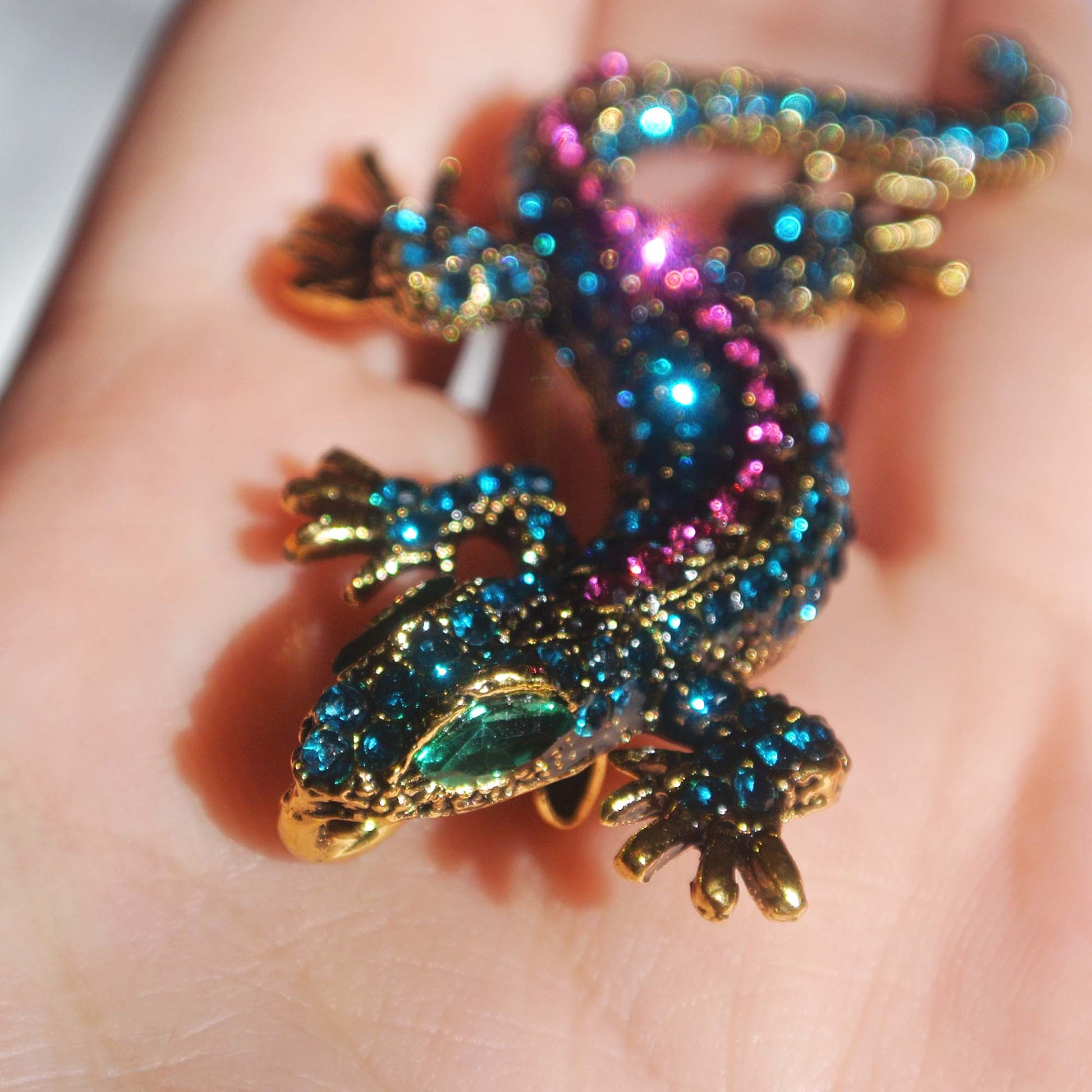 lizard rhinstone brooch