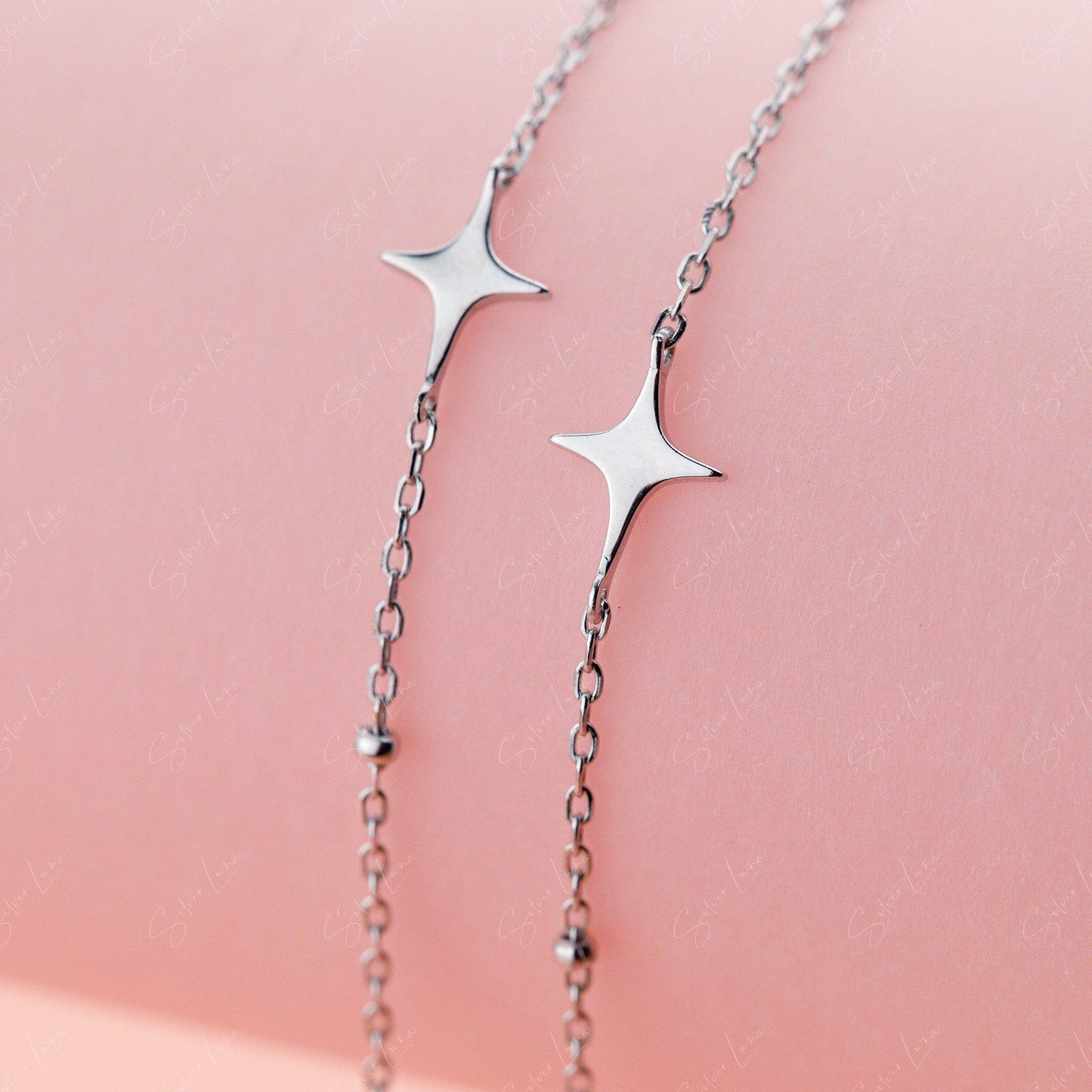 Long Drop Star Ear Threader Earrings