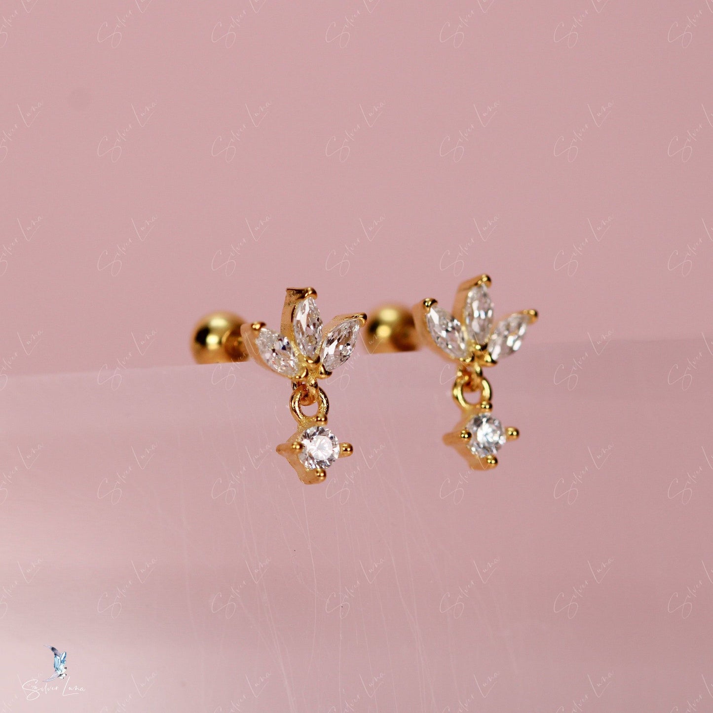 screw back lotus flower earrings