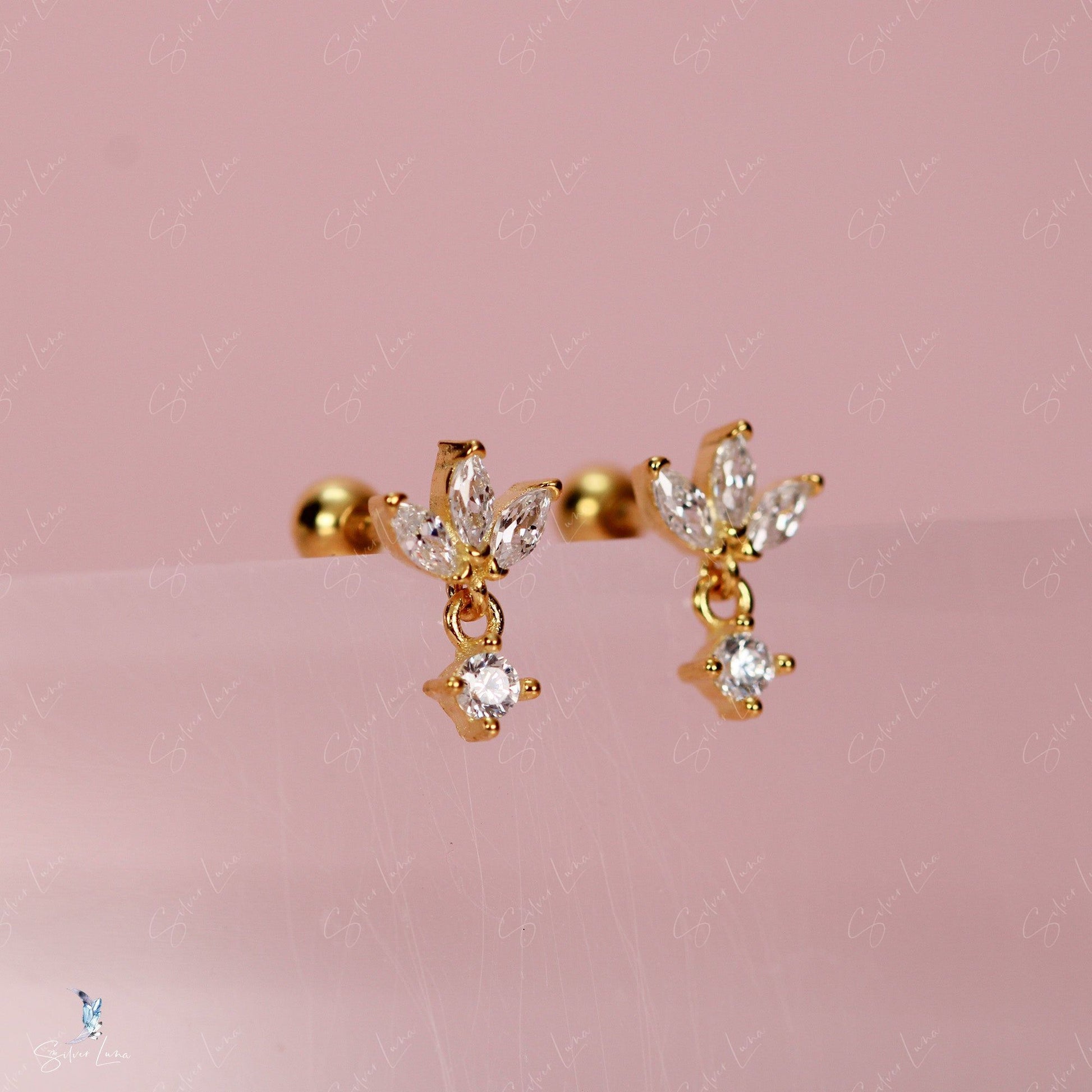 screw back lotus flower earrings