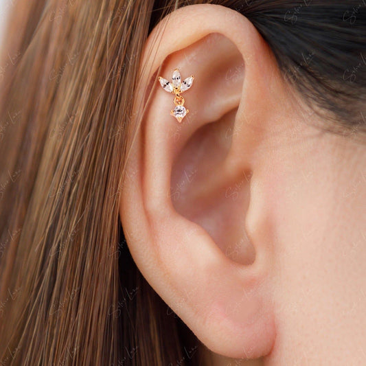 lotus flower sterling silver screw earrings