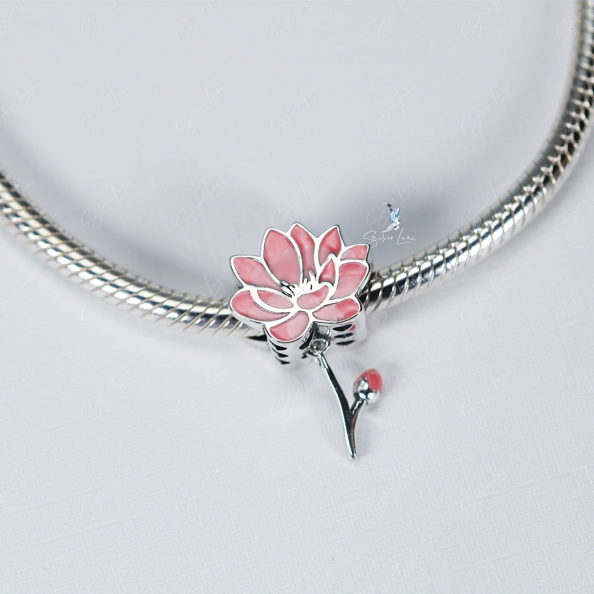 lotus flower pendant charm for bracelet