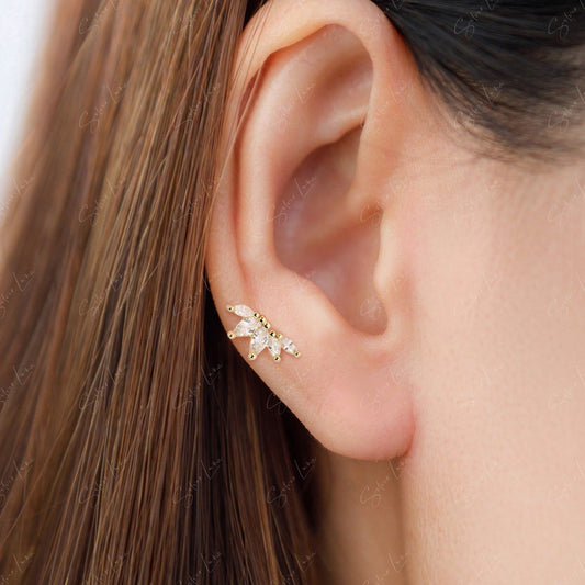 CZ flower cartilage screw back earrings