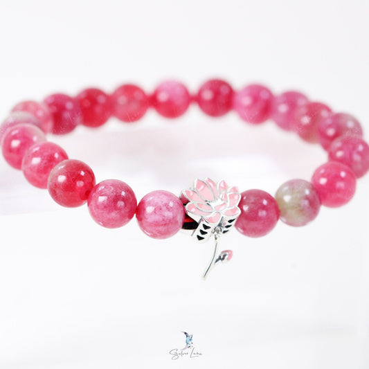 lotus flower strawberry tourmaline bracelet