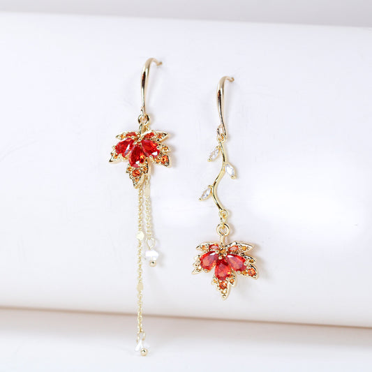 maple leaves gold plated earrings