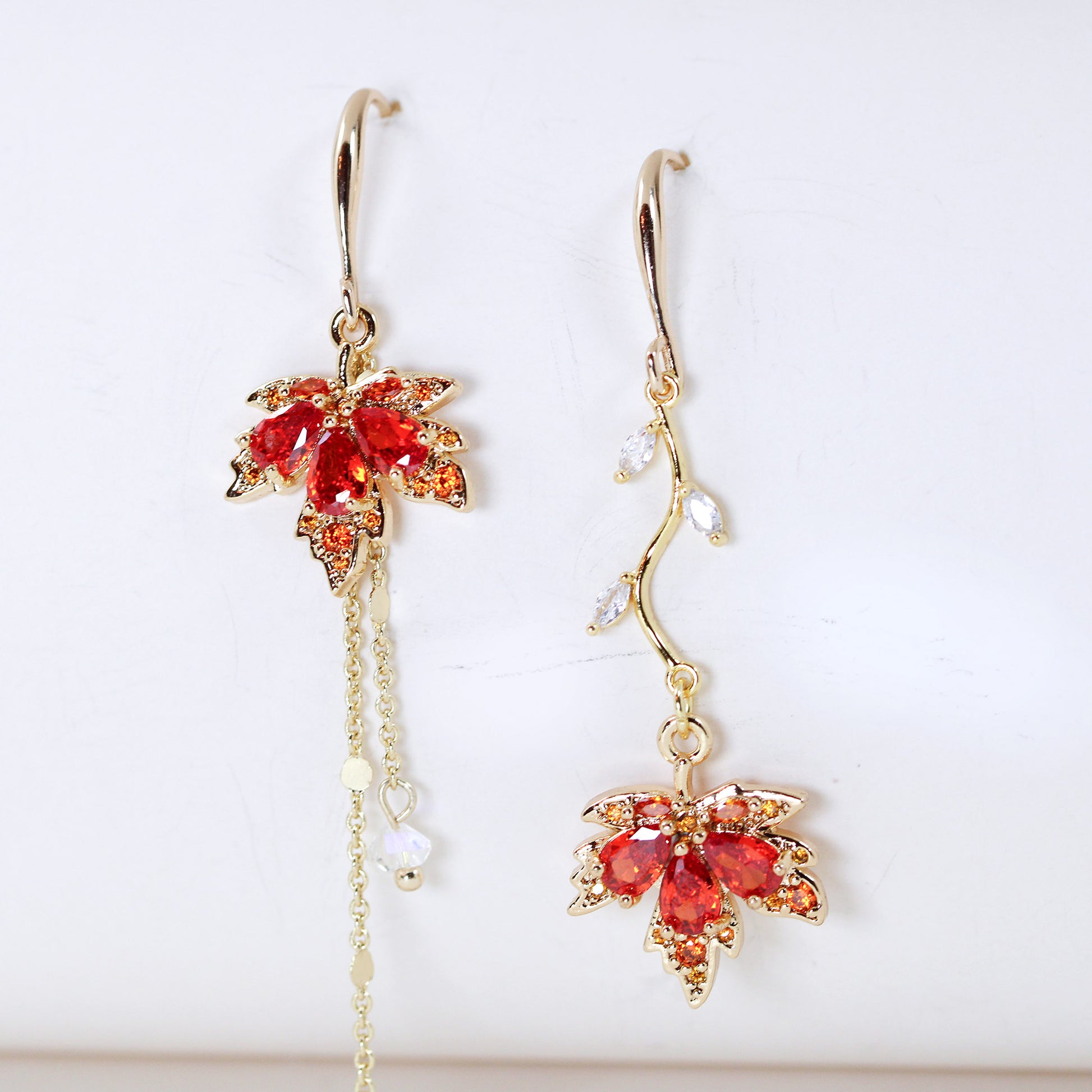 maple leaves gold plated earrings