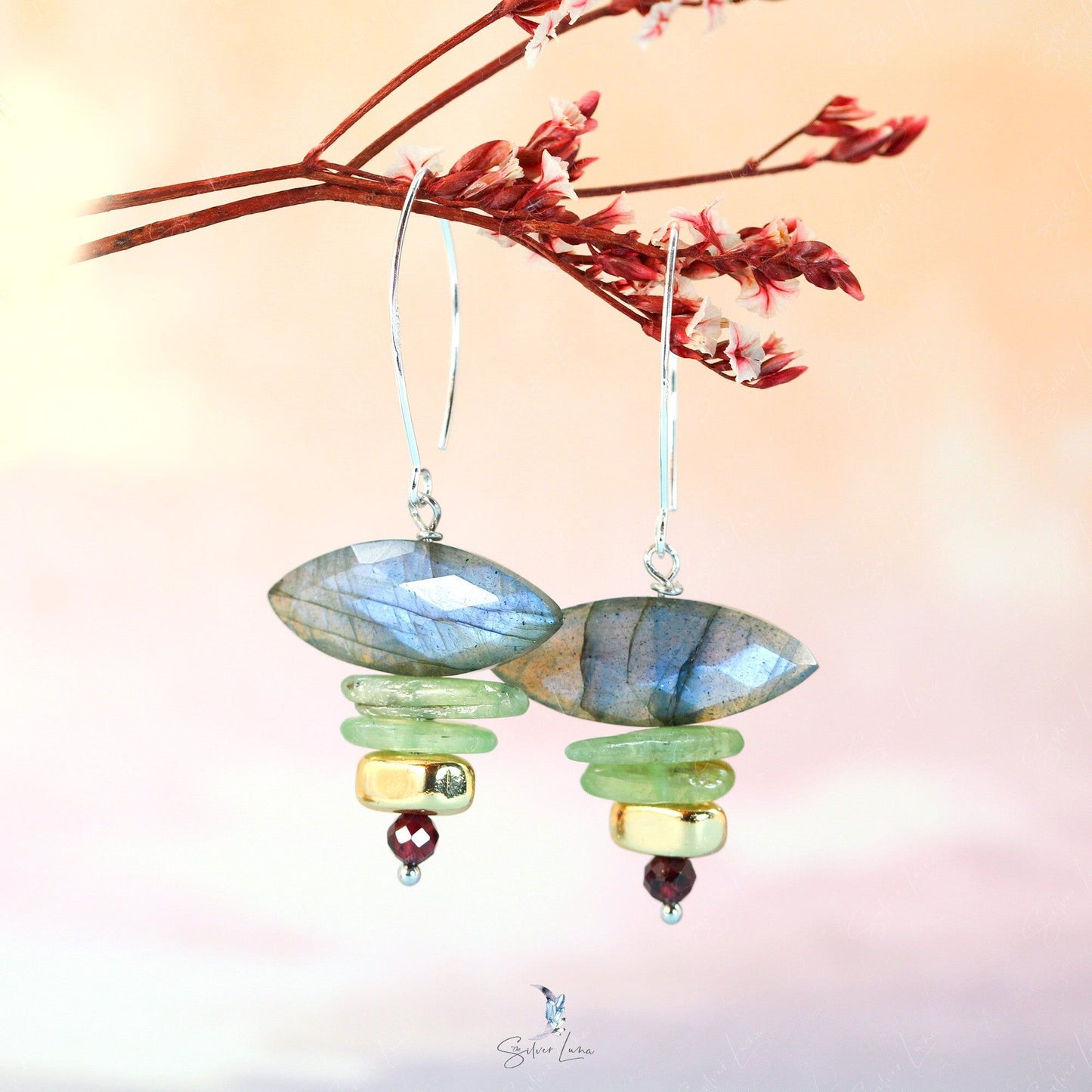 marquise Labradorite dangle drop earrings