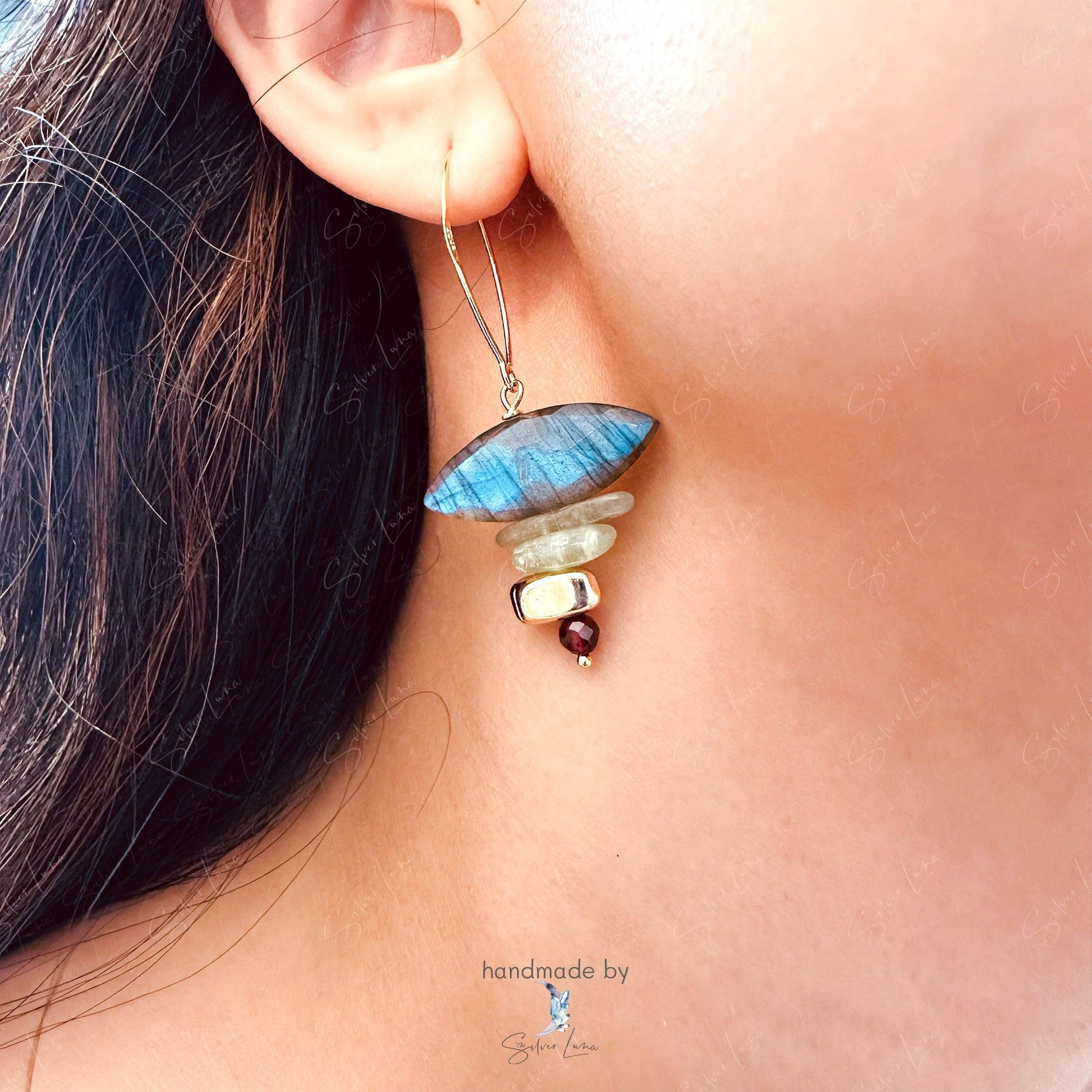 natural stones beaded earrings