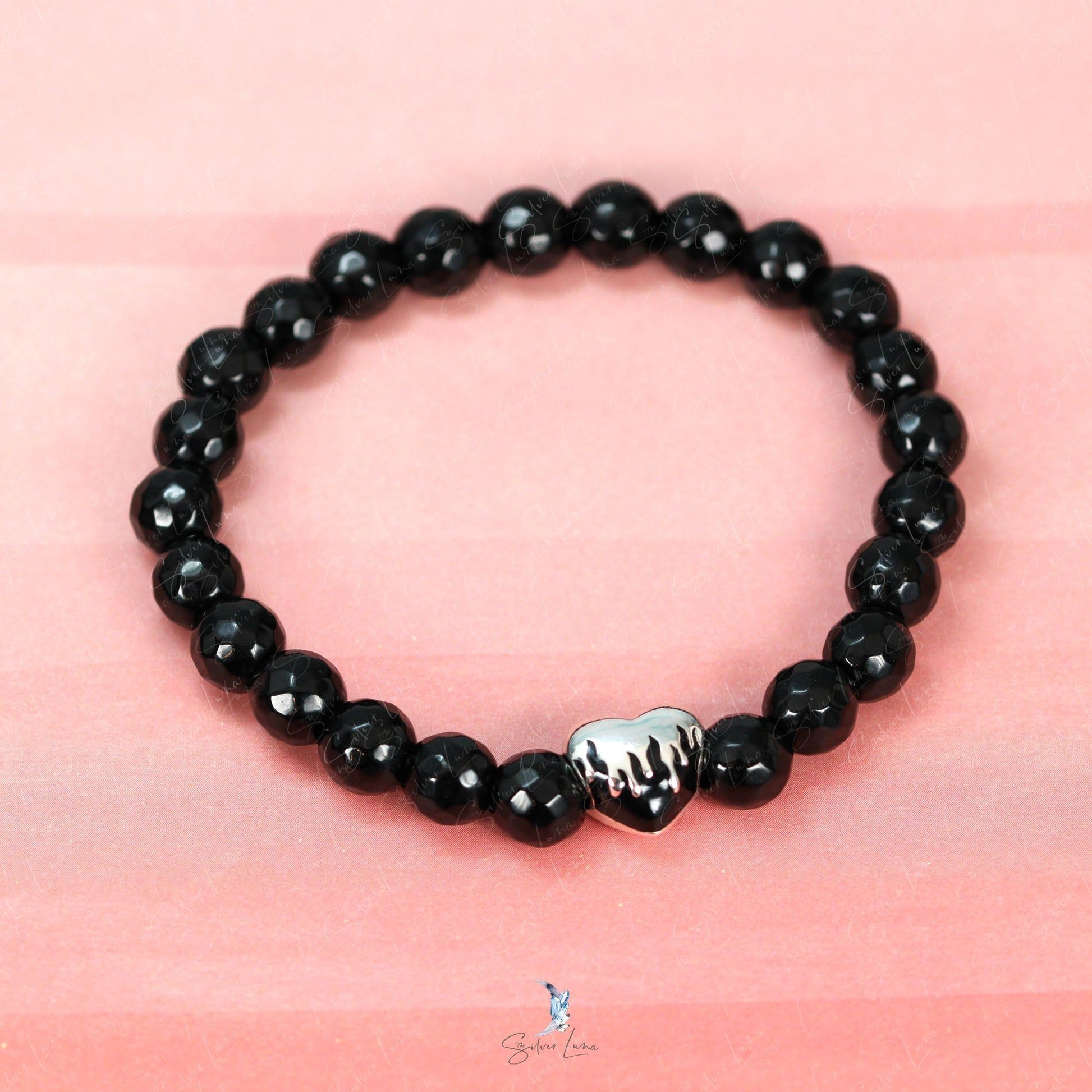 melting heart black agate fengshui bracelet