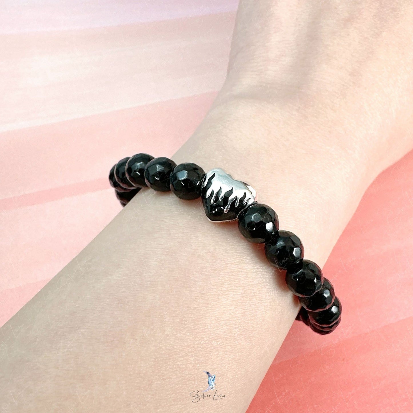 black agate beaded bracelet