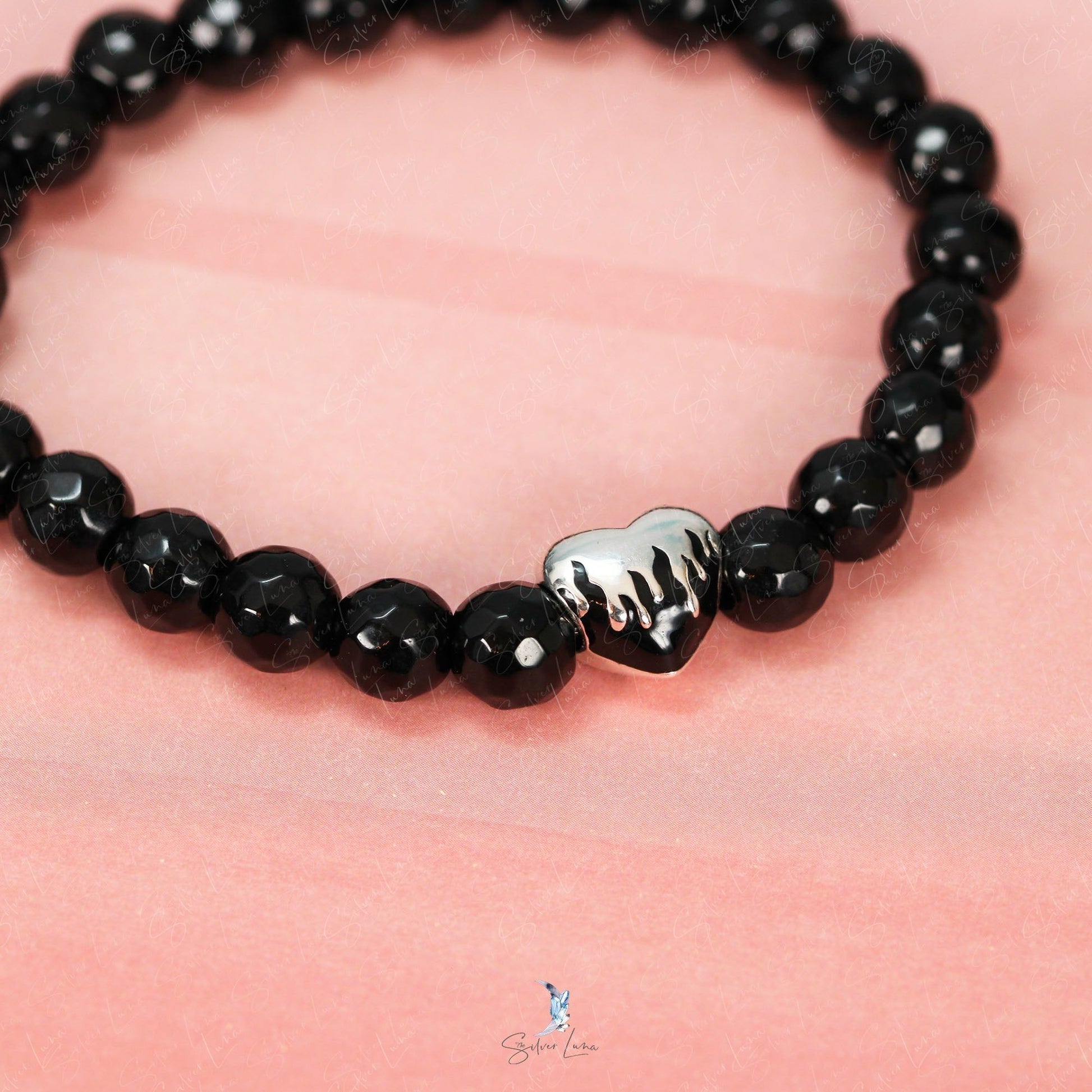 black agate beaded bracelet