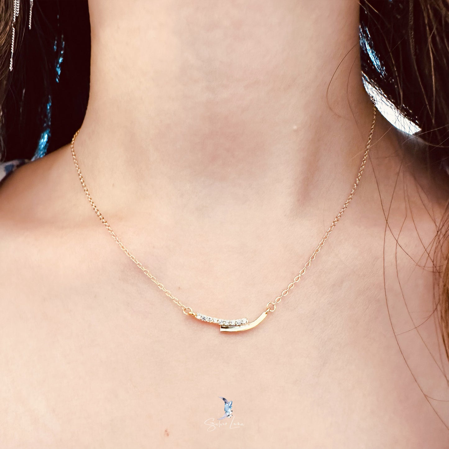 minimalist bar pendant necklace