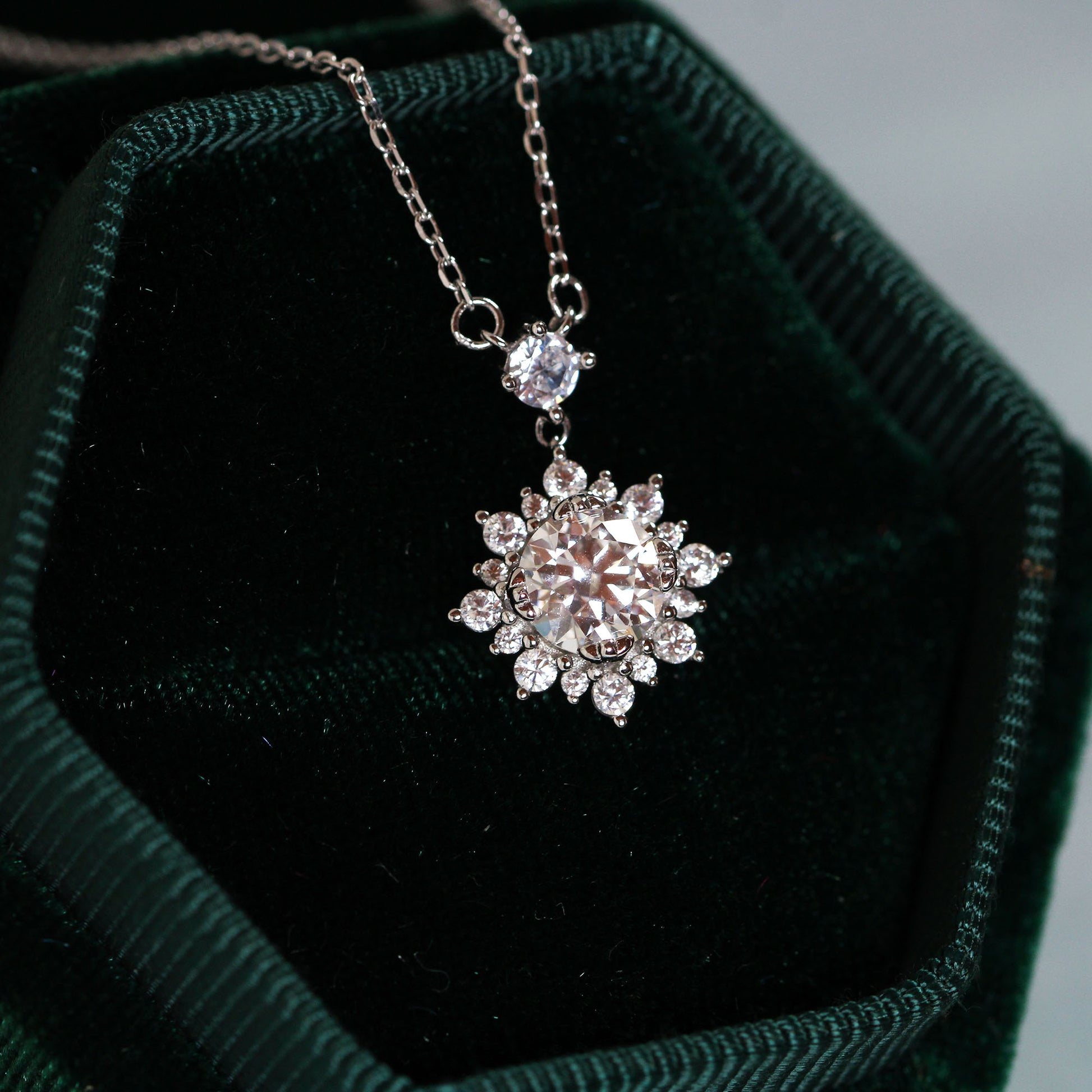 Moissanite halo pendant Necklace