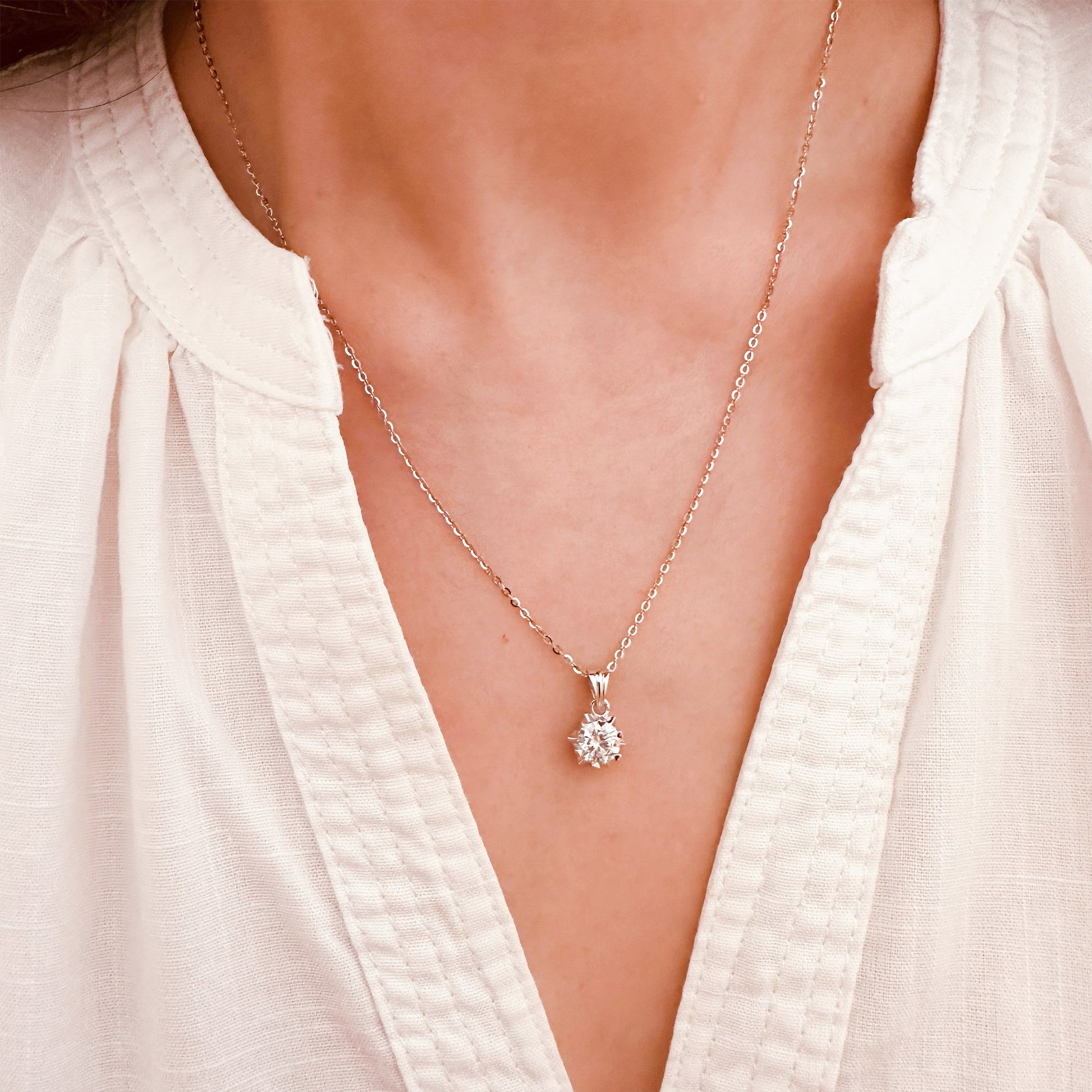 Moissanite silver pendant necklace