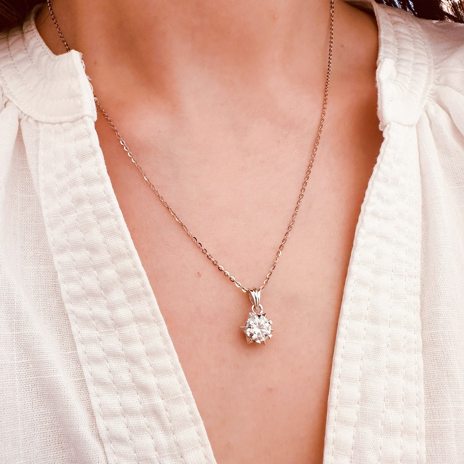 Moissanite silver  pendant necklace