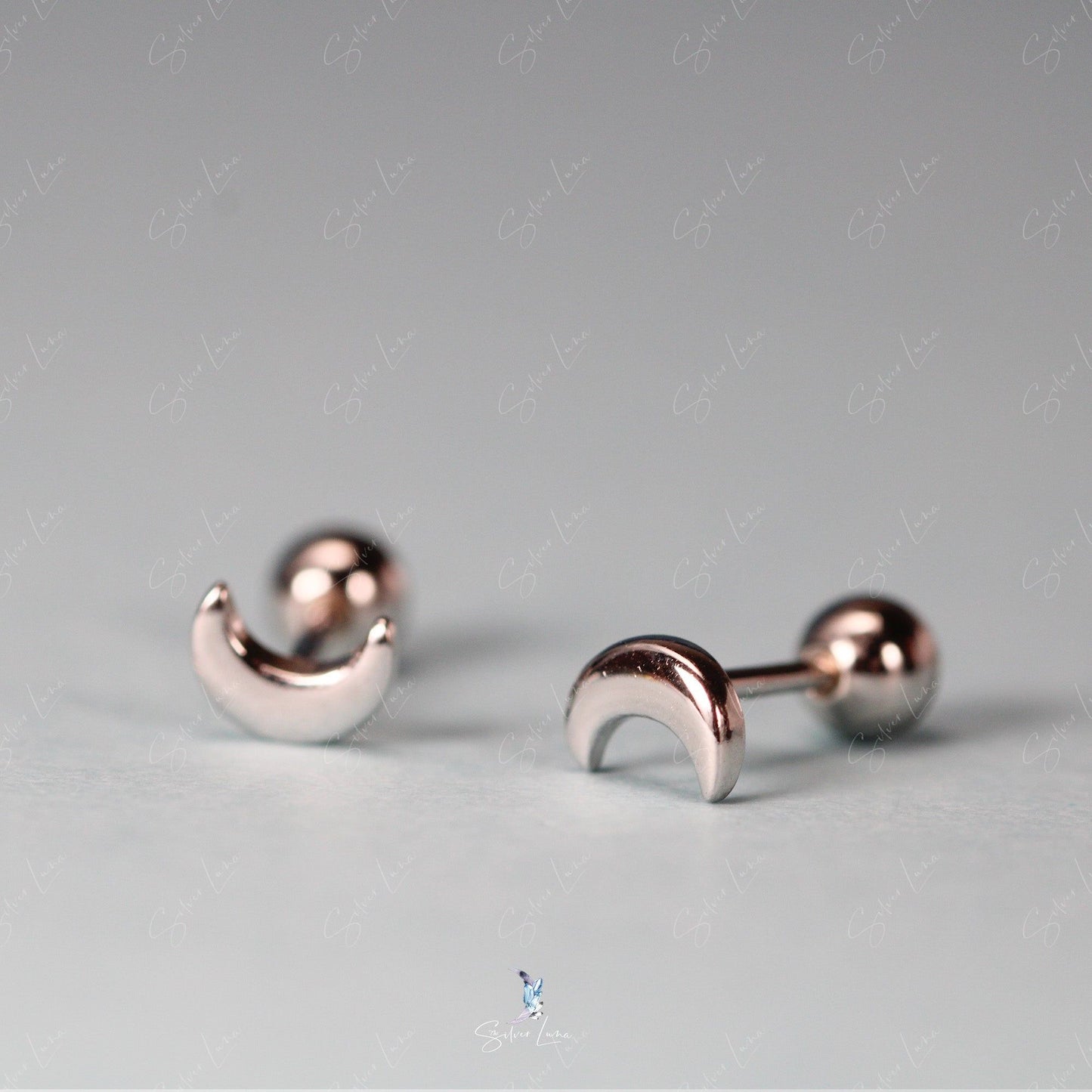 crescent moon minimalist stud earrings